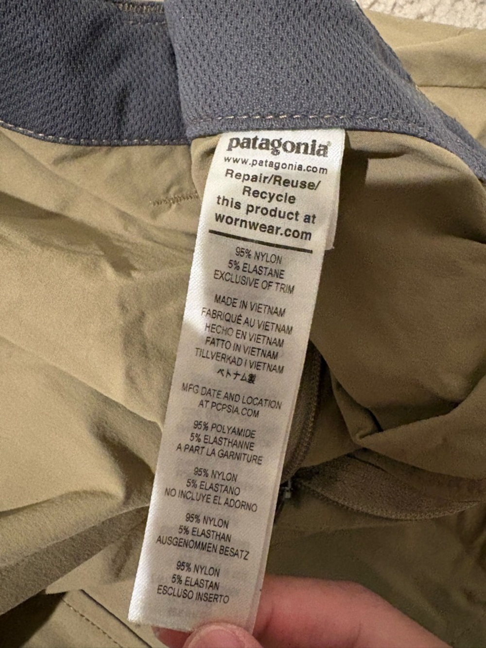 Patagonia Men's Shorts - Khaki with Gray Waistband - Picture 4 of 10